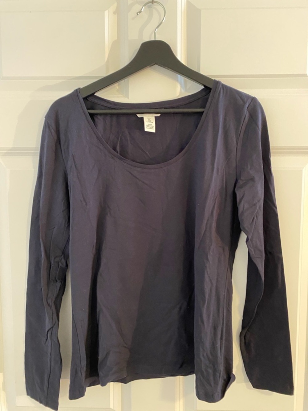 H&M Navy Scoop Neck Long-Sleeve Tee L Cotton